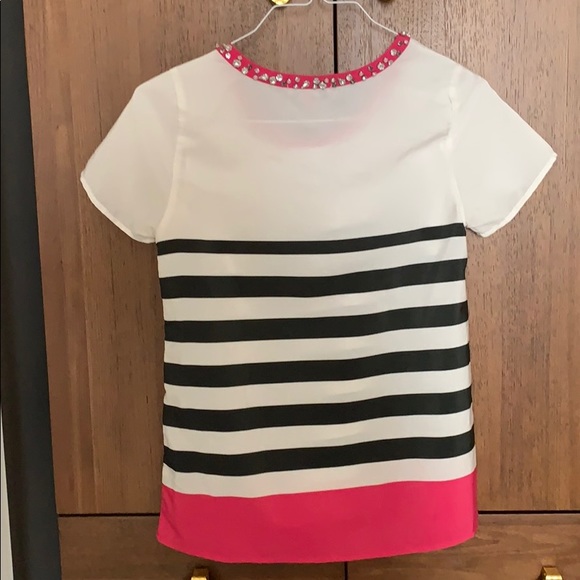 Saks 5th Avenue Beaded Collar Striped Top - Picture 3 of 3
